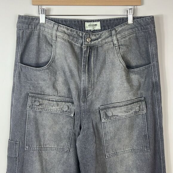 NWOT Joshua Mohamed Wide Leg Denim Cargo Pants Baggy Size 36 x 32 - Picture 3 of 11